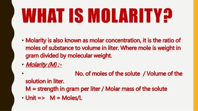 Molarity vs Molality