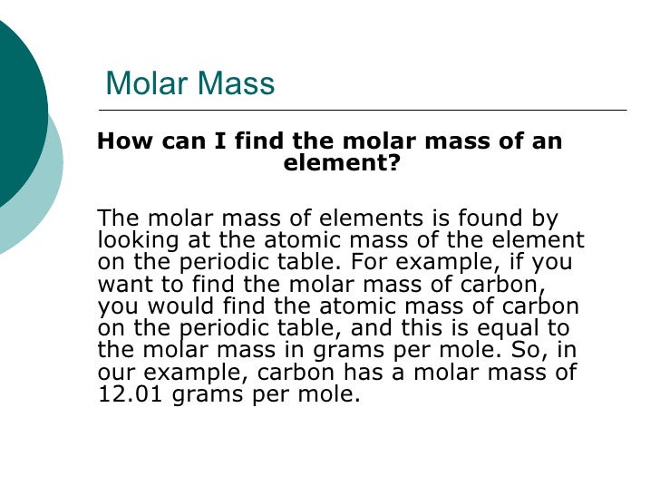 molar mass how can i find the molar mass of