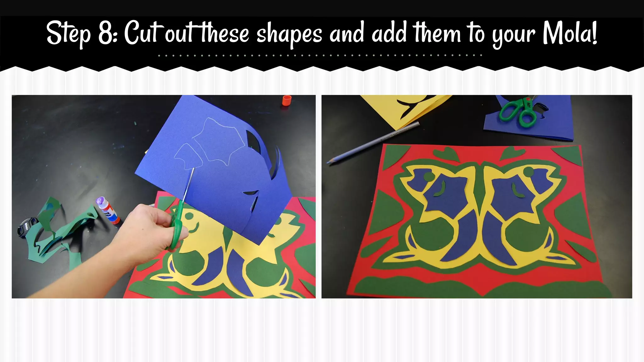 Step 8: Cut out these shapes and add them to your Mola!

 