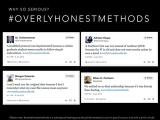 WHY SO SERIOUS?

# O V E R LY H O N E S T M E T H O D S

Please note: #overlyhonestmethods is a joke/spoof hashtag and should be treated as such in good humour and with a pinch of salt.

 