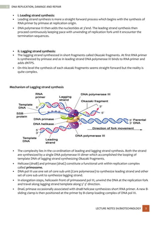 DNA REPLICATION DAMAGE AND REPAIR
