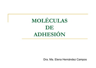 MOLÉCULAS
   DE
ADHESIÓN



  Dra. Ma. Elena Hernández Campos
 