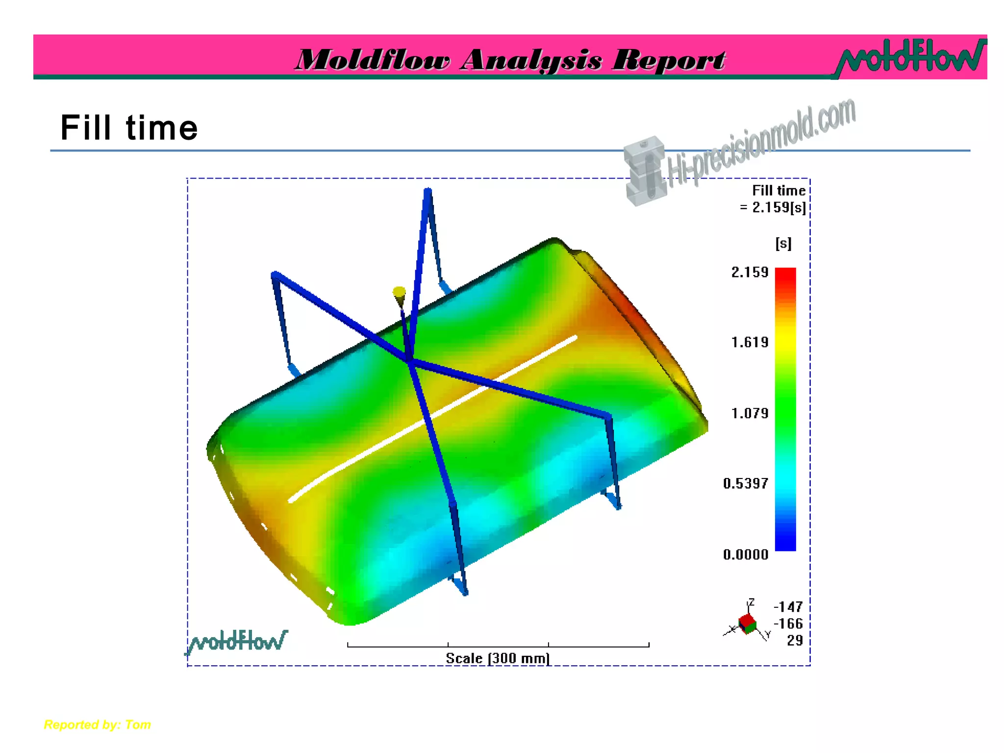 Moldflow Analysis ReportMoldflow Analysis Report
Reported by: Tom
Fill time
 