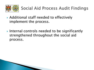 Oncological InstituteImplementation of New Procurement LawSocial Aid Process (requested by the European Commission)Primary Health Care System (requested by the European Commission)Assistance to Viticulture Industry(audits undertaken late 2008 through March 2010)            5 Pilot Performance Audits    
