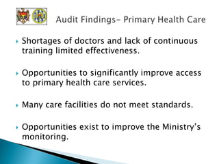 Additional staff needed to effectively implement the process.Internal controls needed to be significantly strengthened throughout the social aid process.Social Aid Process Audit Findings