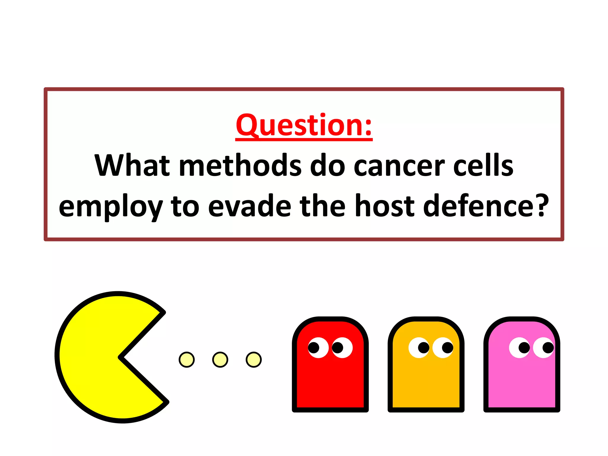 Question:
What methods do cancer cells
employ to evade the host defence?
 