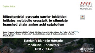 Estefanía Blandón Hurtado
Medicine III semester
UPB 2023-2
 