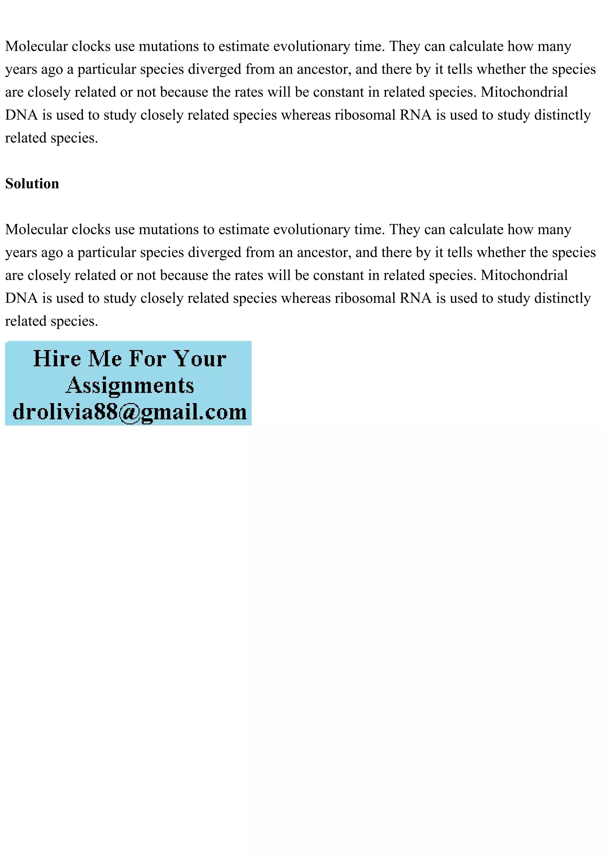 Molecular clocks use mutations to estimate evolutionary time. They c.pdf