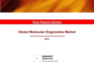 View Report Details


Global Molecular Diagnostics Market
       --------------------------------
                 2012
 