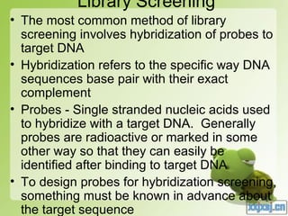 Screening A Library Molecular hybridization of nucleic acids | PPT