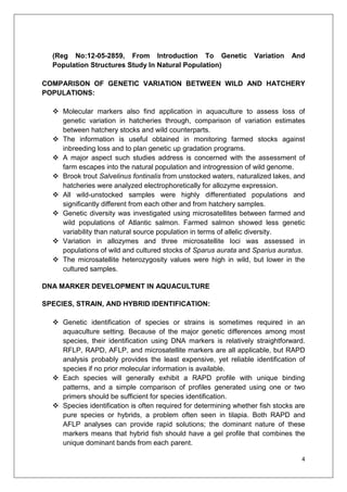Molecular markers application in fisheries | PDF