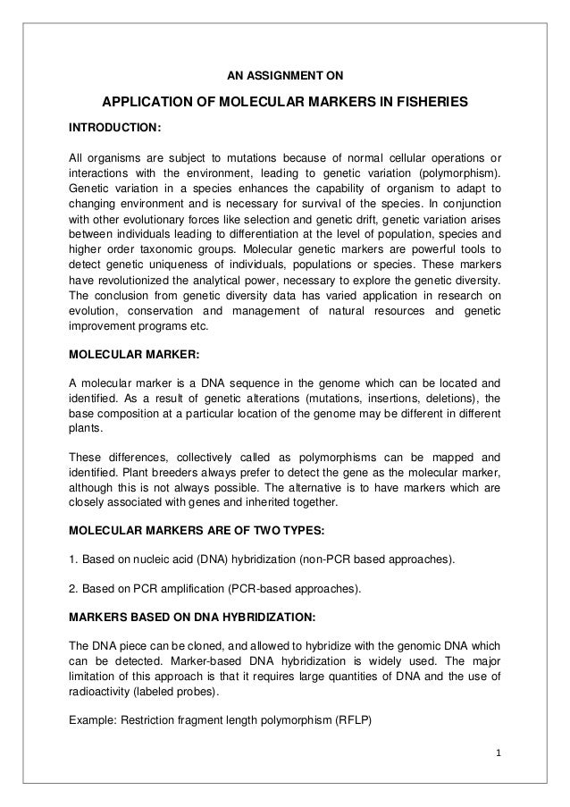 molecular markers application in fisheries