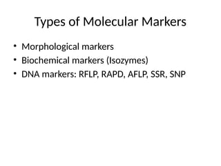 Comprehensive Overview of Molecular Markers in Genetics and Plant ...