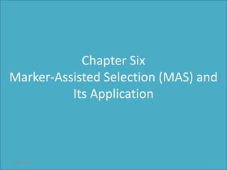 Chapter Six
Marker-Assisted Selection (MAS) and
Its Application
4/5/2023 1
 