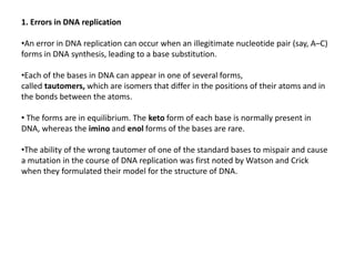 Molecular mechanism of spontaneous mutations | PPTX