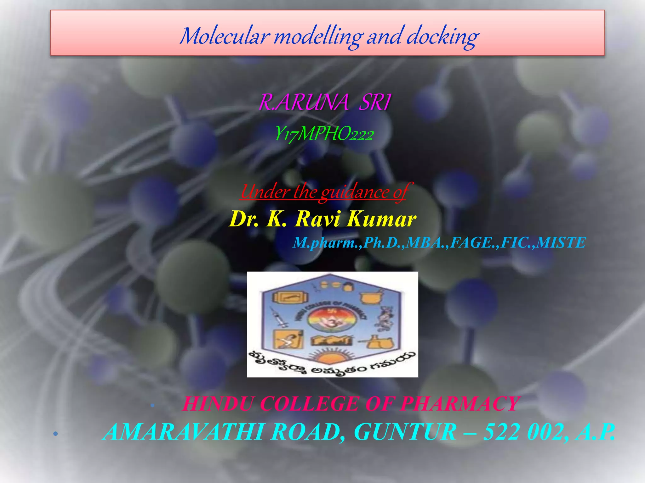 Molecular modelling and docking studies PPT