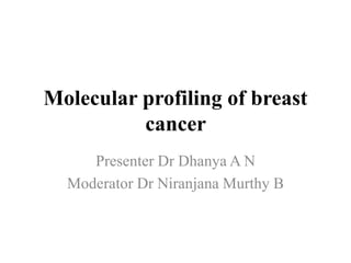 Molecular profiling of breast
cancer
Presenter Dr Dhanya A N
Moderator Dr Niranjana Murthy B
 