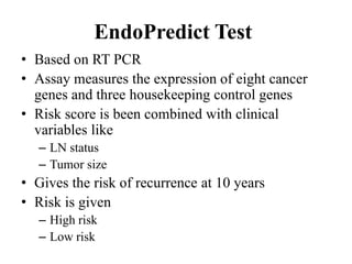 Endopredict High Risk Molecular profiling of breast cancer | PPTX