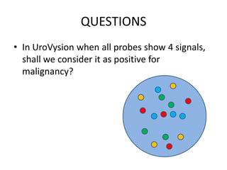 QUESTIONS
• In UroVysion when all probes show 4 signals,
shall we consider it as positive for
malignancy?
 