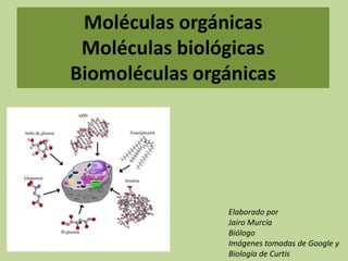 Moléculas orgánicas Moléculas biológicas Biomoléculas orgánicas Elaborado por Jairo M...