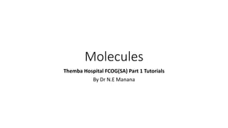 Molecules
Themba Hospital FCOG(SA) Part 1 Tutorials
By Dr N.E Manana
 