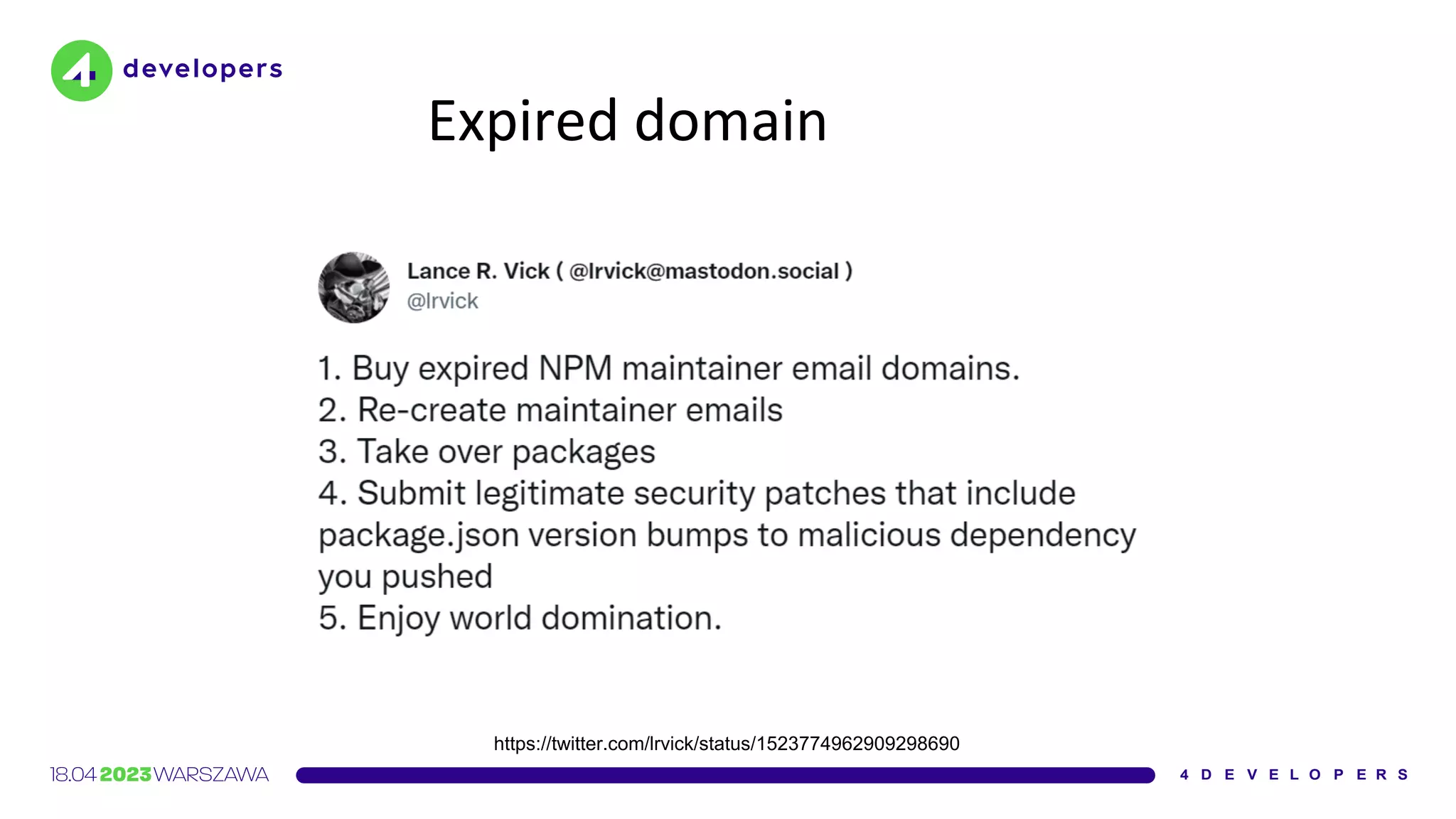 Expired domain
https://twitter.com/lrvick/status/1523774962909298690
 