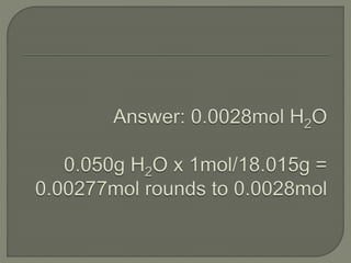 Chapter 7 review: Formulas & Moles