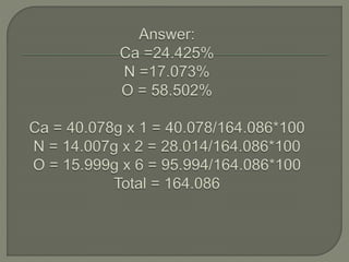 Chapter 7 review: Formulas & Moles