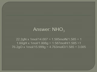 Chapter 7 review: Formulas & Moles