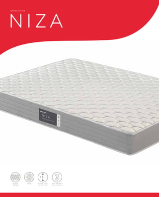 BICONIC SYSTEM NIZA 
21 
ALÇADA TOTAL 
ALTURA TOTAL 
BICONIC 
SYSTEM® 
ANYS GARANTIA 
AÑOS GARANTÍA 
PIQUÉ 
 