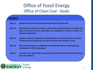 Advanced Fossil Energy Technologies: Presentation by the US Dept of Energy Office of Clean Coal