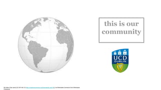 this is our
community
By Eddo (Own work) [CC BY-SA 3.0 (http://creativecommons.org/licenses/by-sa/3.0)], via Wikimedia Commons from Wikimedia
Commons
 