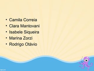 • Camila Correia
• Clara Mantovani 
• Isabele Siqueira
• Marina Zorzi
• Rodrigo Otávio  
 