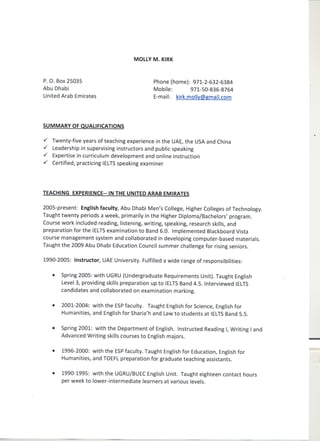 Molly Kirk CV TESOL
