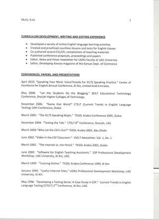 Molly Kirk CV TESOL