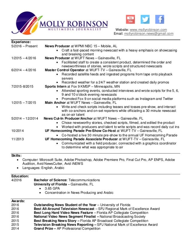 molly robinson news producer resume news producer resume