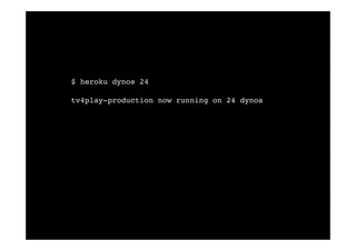 $ heroku dynos 24

      tv4play-production now running on 24 dynos


ASF
 