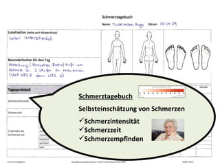 Schmerztagebuch Selbsteinschätzung von Schmerzen Schmerzintensität Schmerzzeit Schmerzempfinden 