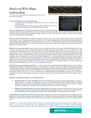 Molykote Products For Wire Rope Lubrication | PDF