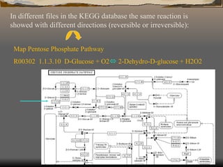 In different files in the KEGG database the same reaction is showed with different directions (reversible or irreversible): Map Pentose Phosphate Pathway  R00302  1.1.3.10  D-Glucose + O2    2-Dehydro-D-glucose + H2O2 