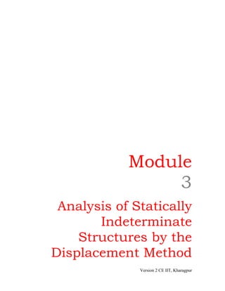 Module
3
Analysis of Statically
Indeterminate
Structures by the
Displacement Method
Version 2 CE IIT, Kharagpur
 