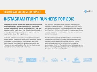 MomentFeed Instagram Restaurant Report - 2013 Front-Runners
