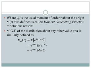 Moment generating function & bernoulli experiment | PPTX