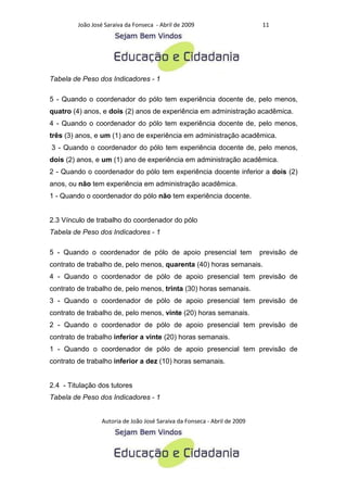 Criterios para a analise de polos de educacao a distancia