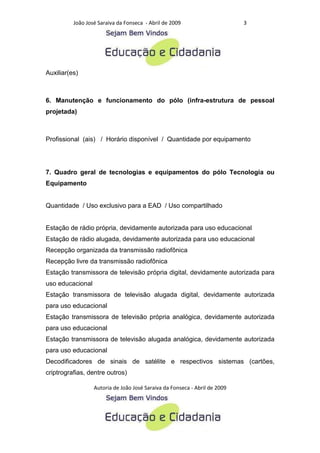 Criterios para a analise de polos de educacao a distancia