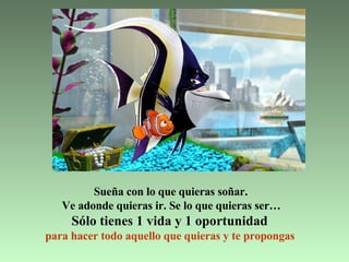   Sueña con lo que quieras soñar.  Ve adonde quieras ir. Se lo que quieras ser… Sólo tienes 1 vida y 1 oportunidad  para hacer todo aquello que quieras y te propongas   