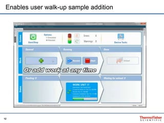 12
Enables user walk-up sample addition
 