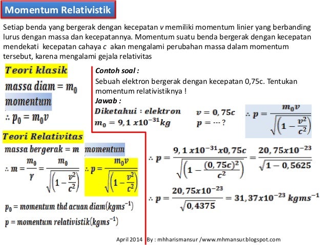 Contoh Soal Momentum Relativistik - Soal Baru
